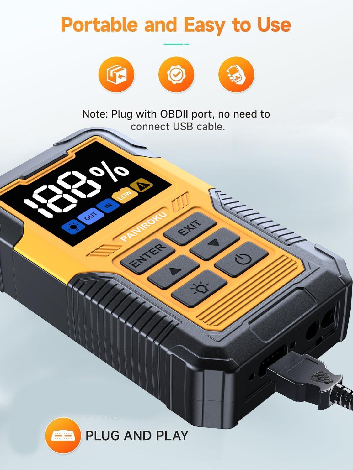 5000A Car Battery Jump Starter with OBD2 Scanner, 12V Portable Jumper Starter, Car Code Reader for Check Engine Light, OBDII Automotive Diagnostic Tool, Fault Code Scanner for Cars, SUVs, Motorcycles, All-in-One Vehicle Emergency Kit, Safe Quick Start & E