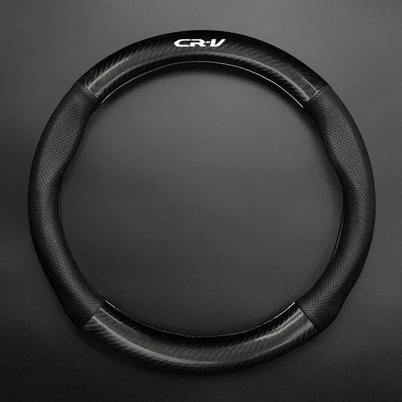For Hodna CRV CR-V logo Carbon fiber car steering wheel cover, breathable and sporty, all season universal anti slip and wear-resistant handle cover, Car Accessories
