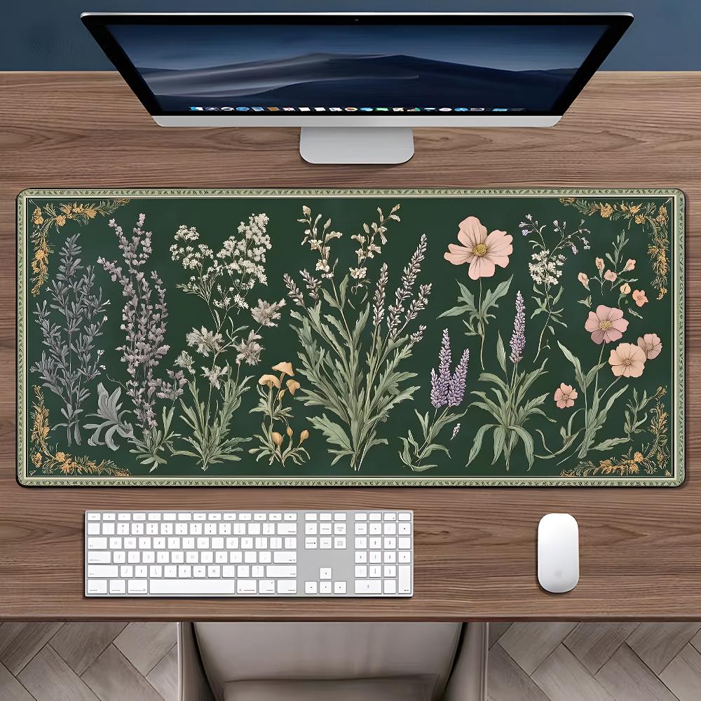 Floral Pattern Mouse Pad, Rectangle Gaming Mouse Pad, Non-Slip Rubber Base Mousepad, Office Desk Keyboard Mouse Mat for Home Office Game Room Desk, Office Girly Desk Accessories