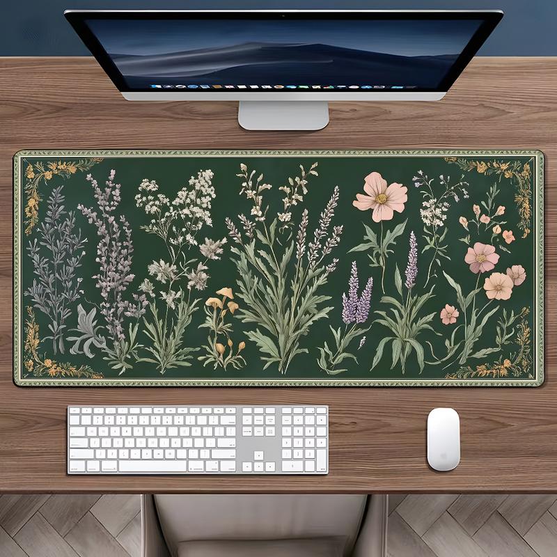 Floral Pattern Mouse Pad, Rectangle Gaming Mouse Pad, Non-Slip Rubber Base Mousepad, Office Desk Keyboard Mouse Mat for Home Office Game Room Desk, Office Girly Desk Accessories