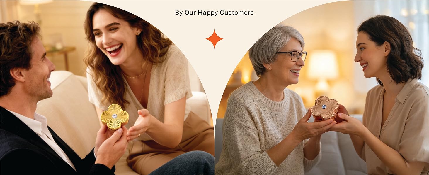 Lucky Charm Luxury Travel Pill Organizer, 5 Compartments, Easy-Open Lock, Mirror, Cute Compact Pill Box for Purse, BPA-Free, Gold, Stylish Vitamin Case & Small Jewelry Storage (Rose Gold)