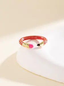 New Unique Design Oil Drop Color Pencil Shape Ring, Women's Fashion Open Ring, Daily Wear Decorative Jewelry, Elegant Geometric Style