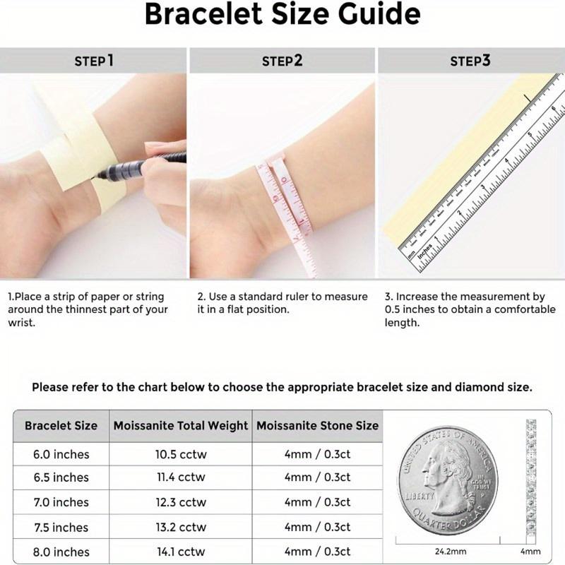 Moissanite Tennis Bracelet, Fashion 10.5-14 Karat Lab Simulation Diamond Bracelet, Women's 18K White Gold Plated 925 Sterling Silver Men's Bracelet 4mm D Color round Cut Bracelet, Women's Men's Jewelry Gift, BraceletFashion