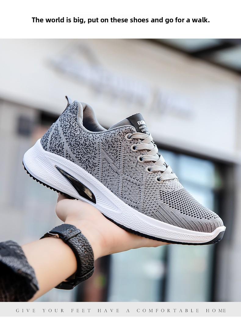 New men's sports shoes with soft soles, comfortable running shoes, breathable fly-knit fabric shoes, popular cross-border export sports and casual shoes