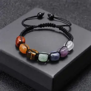 2025 7 Chakra Natural Stone Durable Bracelet, Adjustable Cord Healing Jewelry, Men's Jewelry & Women's Daily Fashion Accessory