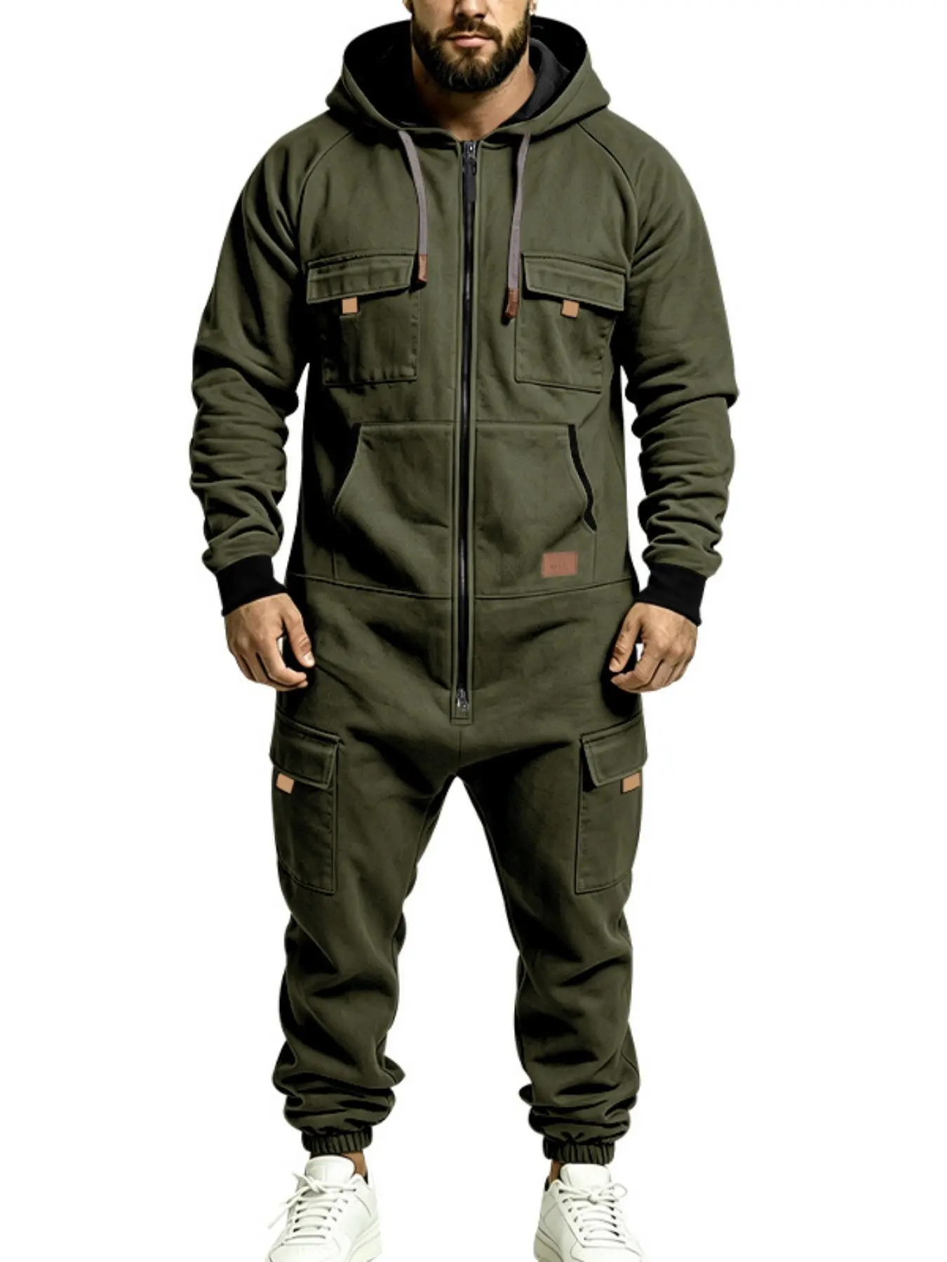 Men's Heavyweight Hooded One-Piece Suit Jumpsuit, Full Zipper Multi-Functional Pockets, Casual Sportswear, 2026 Model, Comfortable and Stylish