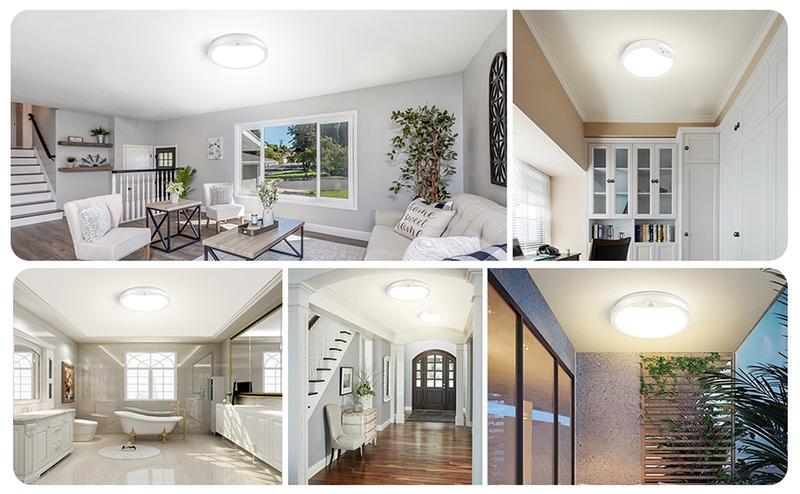 9" Battery Operated Ceiling Light, Motion Sensor Rechargeable Wireless LED Ceiling Light with Remote, Versatile Lighting Dimmable Indoor Overhead Lamp for Hallway, Living Room