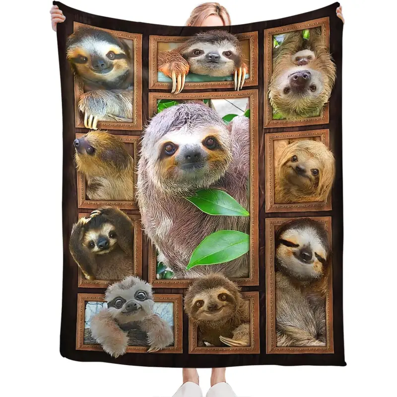 Soft Flannel Sloth Throw Blanket - Whimsical Home Decor for Camping & Hiking Sleeping Gear, Cozy Look Gift for Kids & Adults, Ideal for Armchair, Sofa | Sports & Outdoor, Home & Kitchen