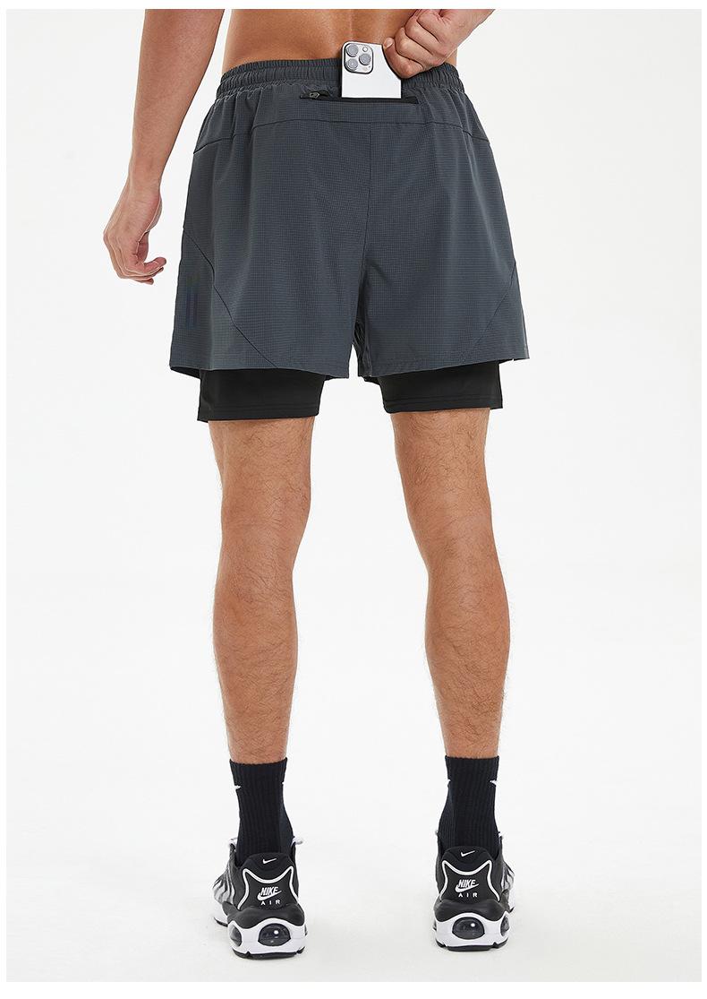 2026 New Fake Two-Piece Men's Fitness Shorts, Quick-Dry Anti-Embarrassment Swim Trunks for Beach & Running