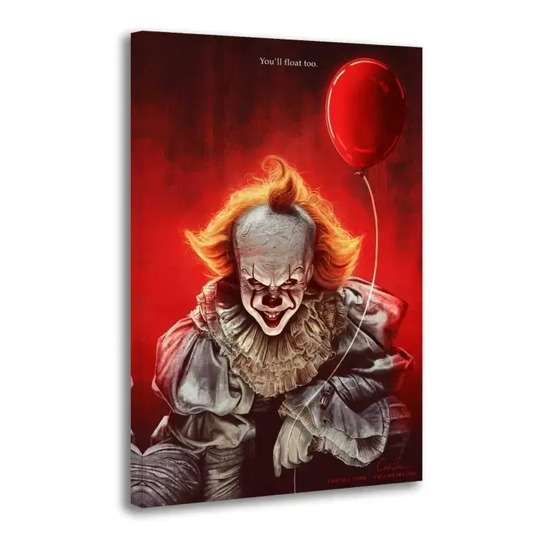 IT Clown Horror Canvas Wall Art Print, 08×12inch(20×30cm) Home Decor Poster for Living Room Walls
