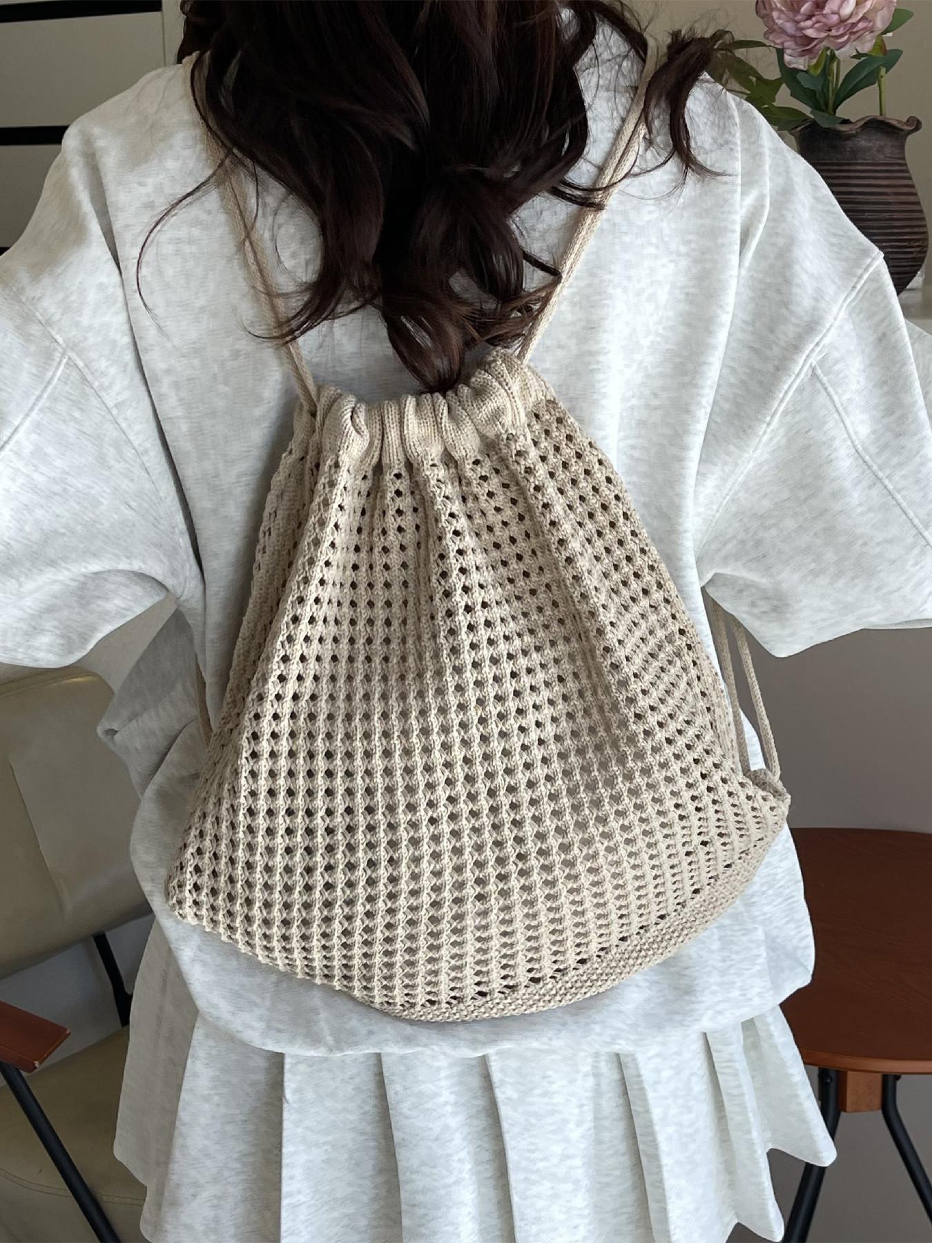 Solid Color Large Capacity Drawstring Backpack, Casual Versatile Bag for Daily Use, Stylish and Functional Travel Bag, Adjustable Shoulder Straps