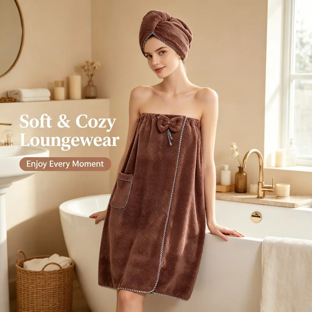 Women Wearable Bath Towel Dry Hat Set, High Absorbency, Absorbent Quick Dry, Quick-Dry Soft Wide Bath Robe, Pineapple Style, Home Bathroom, Sauna, Spa, Pool