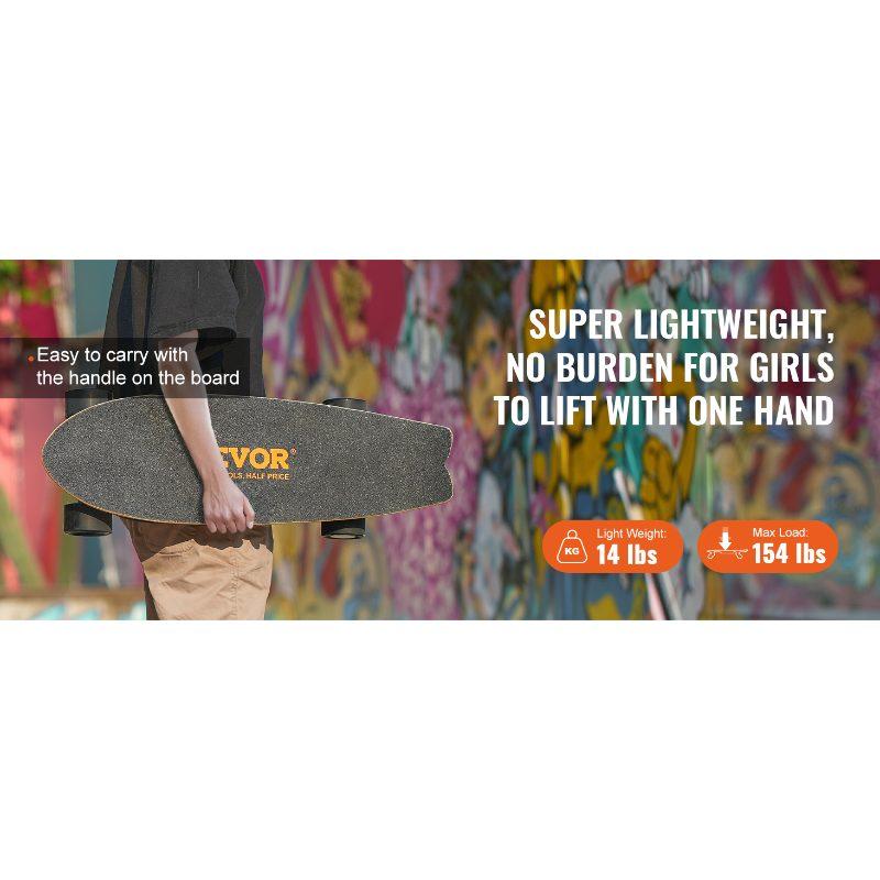 VEVOR Electric Skateboard with Remote, 13.7 Mph Top Speed 7.5 Miles Max Range Skateboard Longboard, 3 Speeds Adjustment Skateboards, Easy Carry Handle Design, Suitable for Adults Teens Beginners