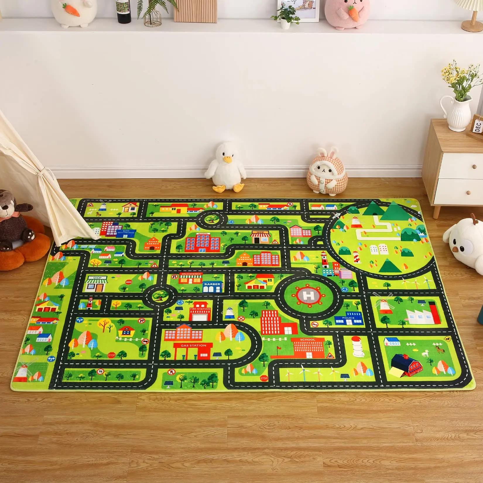 GARVEE5x7 Area Rug Featuring Road and Traffic Design, Perfect for Toddler Bedrooms, Nurseries, Playrooms, and Classrooms, Soft and Non-Slip Carpet Ideal for Kids' Spaces