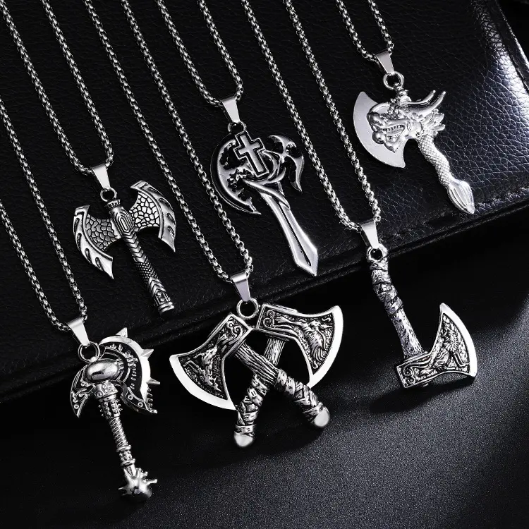 Vintage Viking Axe Pendant for Stylish Men - Weapon Decoration