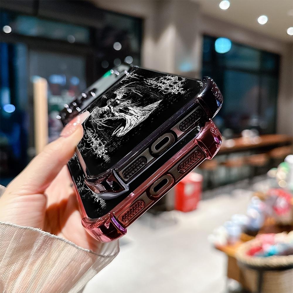 Phone Case for iPhone 17 Pro Max Air 16 15 14 13 12 11 Plus Gothic fallen angels Pattern Four Corner Anti-Fall Phone Case Transparent Electroplated Protective Cover