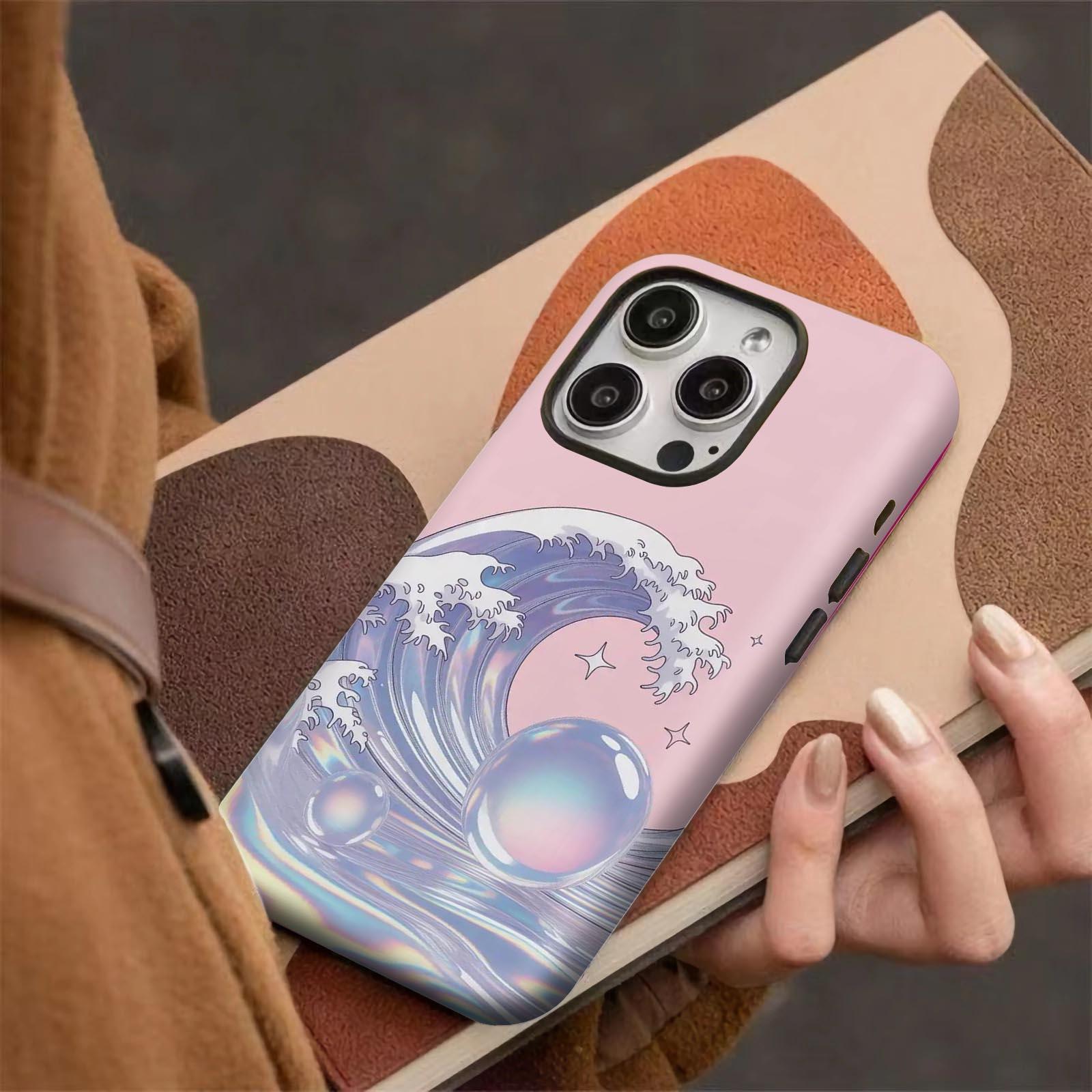 wave, bubbles, stars Soft And Hard Two-In-One Film Printed Full Pattern Case For IPhone 16 15 14 13 1211 Pro Max Plus Phone Case