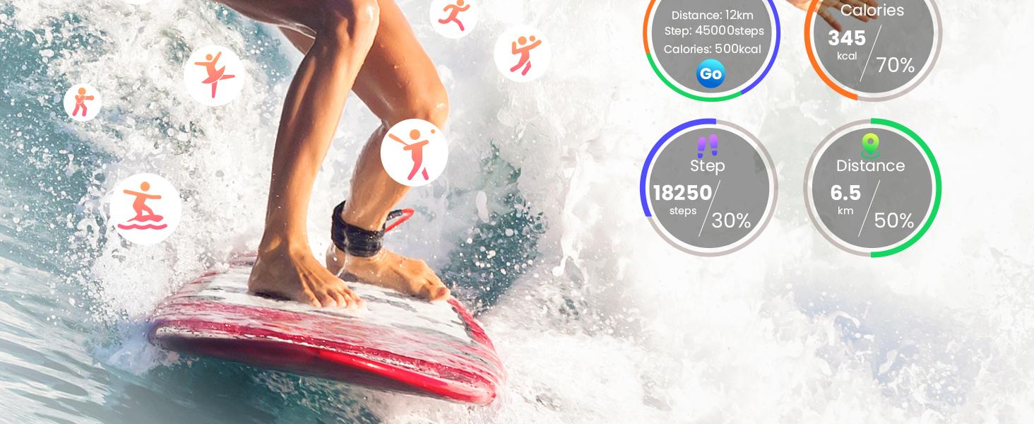 Unisex fitness smartwatch: compatible with iPhone and Android devices, supports Bluetooth calling, features heart rate and blood oxygen monitoring, has an IP68 waterproof rating, offers a battery life of over 30 days, and comes with 2 straps