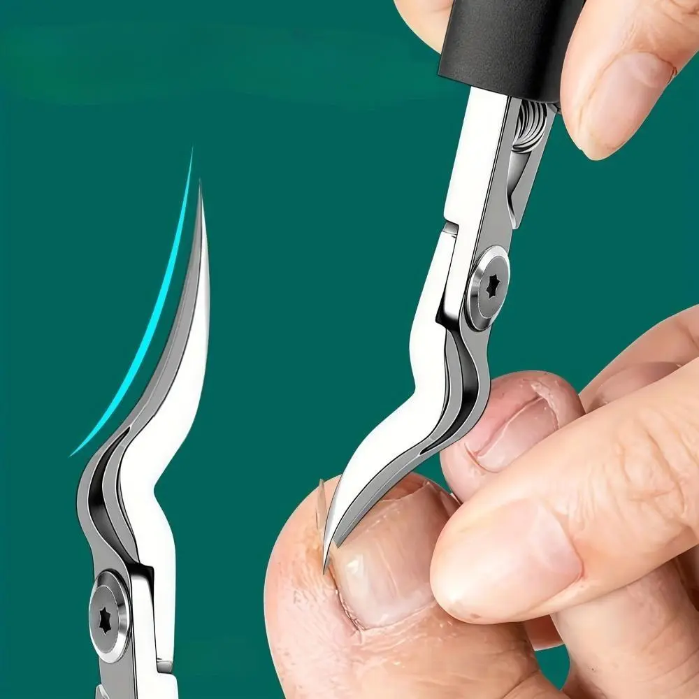 Stainless Steel Curved Edge Toenail Clippers - Heavy-Duty Eagle-Beak Nipper for Ingrown Thick Nails, Podiatrist-Grade Deep Reach Nail Cutting Pedicure Grooming Tool