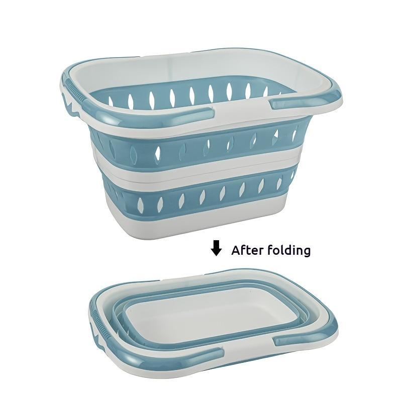 Foldable Laundry Basket with Handle, Durable Plastic, Space-Saving Rectangle Design for Bedroom and Bathroom, Easy to Clean Storage Solution, Collapsible Laundry Hamper