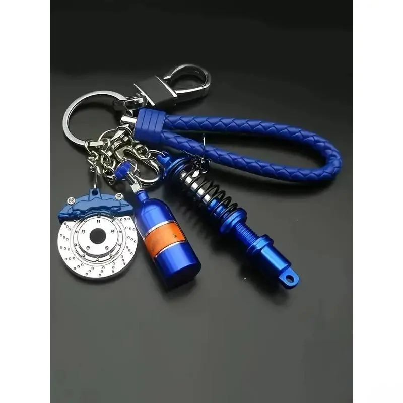 Creative Metal Keychain, Punk, Turbo Gear Wheel Hub, Brake Disc, Caliper, Car Keychain Pendant, Personalized Outdoor Car Accessory Keychain, Car Nitrogen Pendant Keychain Modification Simulation Gift Keychain Pendant Smart Leather Luggage Tag with Tracker