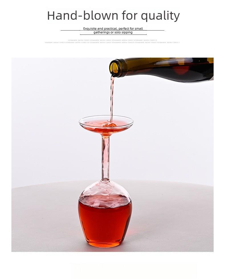 Upside Down Wine Glass, Creative Borosilicate Stemware, Unique Spill-Resistant Design, Durable Party Glassware for Wine, Cocktails, Gatherings