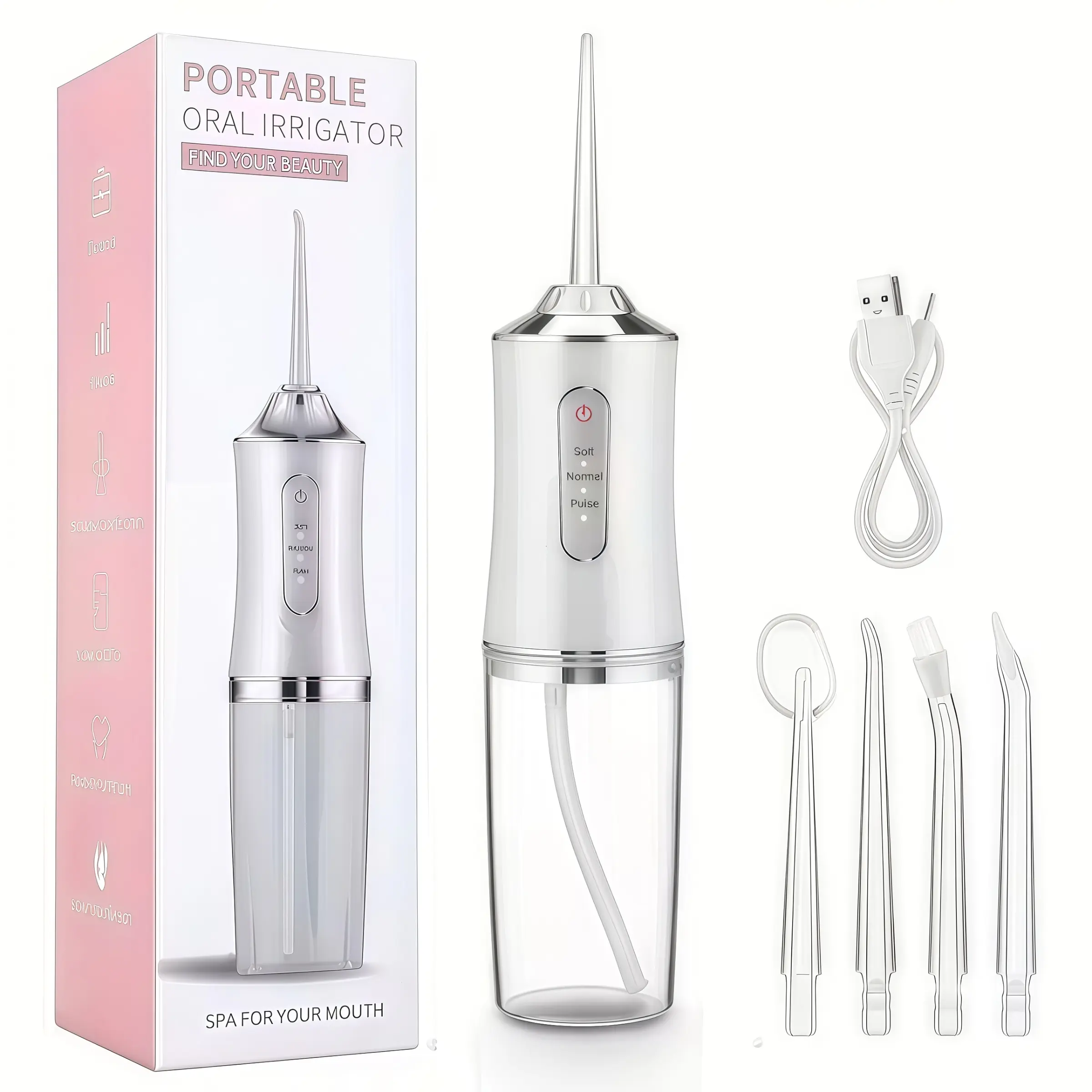 Water Flosser Oral Cleaner USB Rechargeable, Removes Stubborn Debris, Gum Care Mode, Adults' Dental Hygiene Tool
