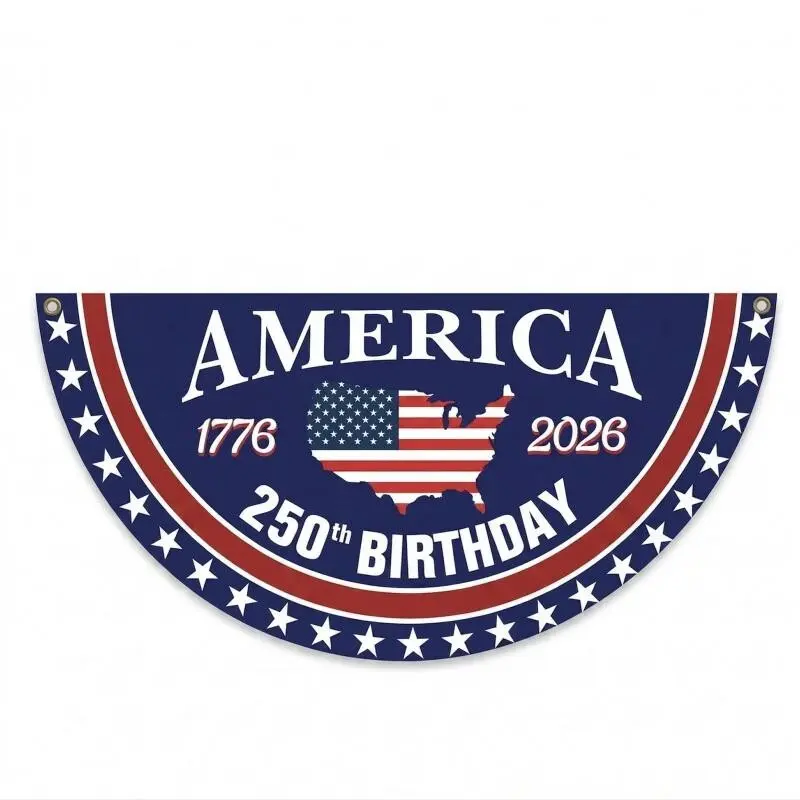 250 Years Anniversary Bunting Flag 1776-2026, Usa Patriotic Banner 36*72in, Durable Fabric with Us Map Stars & Stripes, Home Decor