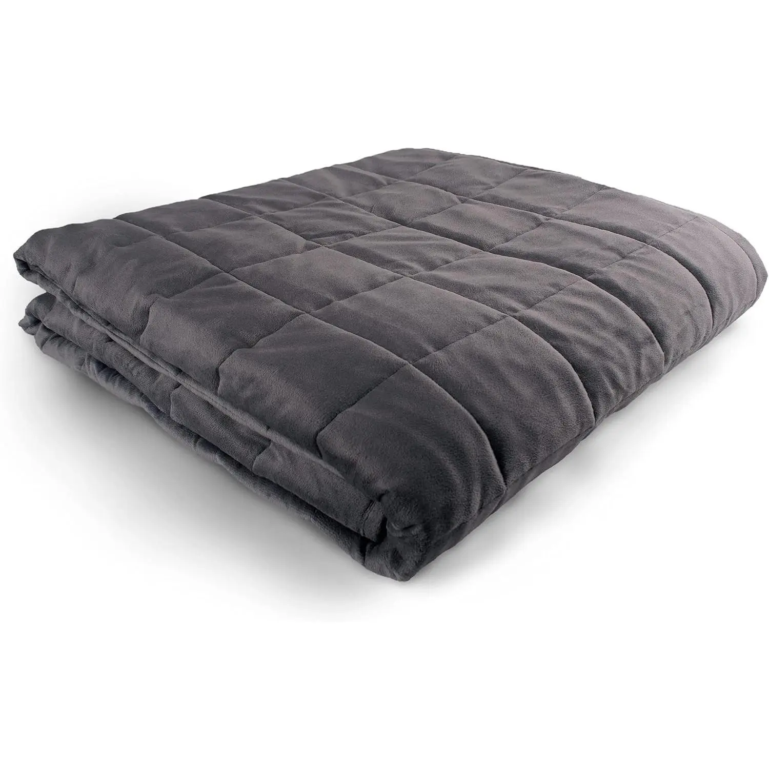 Hug Bud Weighted Blanket - 80" X 87" - 25-lbs - No Cover Required - Fits Queen/King Size Bed - Shareable for Two 120-180-lb Adults - Minky Grey - Premium Glass Beads - Calming Sensory Relaxation