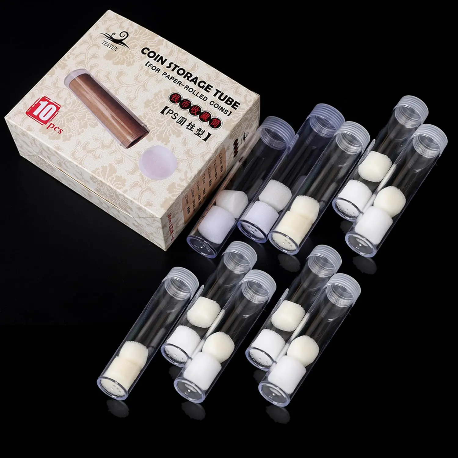 10Peieces Round Clear Plastic Store Round Clear Plastic (Penny Cent) Size  Storage Tube Holders Screw  Lid