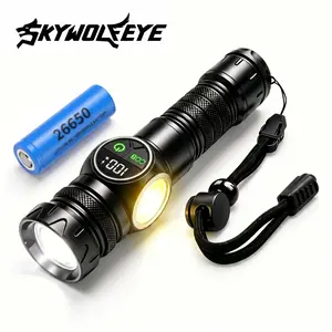 SKYWOLFEYE L780 High Power Flashlight Tactical Flashlight Rechargeable High-Lumen Flashlight Magnetic Work Light, Side COB LCD Display Power Bank Telescopic Zoom, Tactical Gear Camping Essentials Car Emergency Tool Outdoor Survival Tool