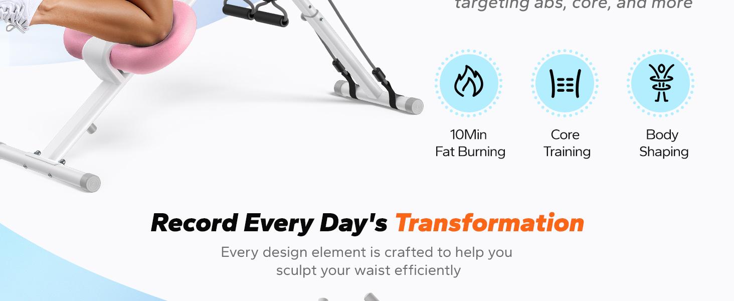 Ab Machine, Ab Workout Equipment, Adjustable Ab Trainer Machine for Abs Workout at Home Gym, Foldable, Knee Protection, Abdominal Trainer for Stomach Workout