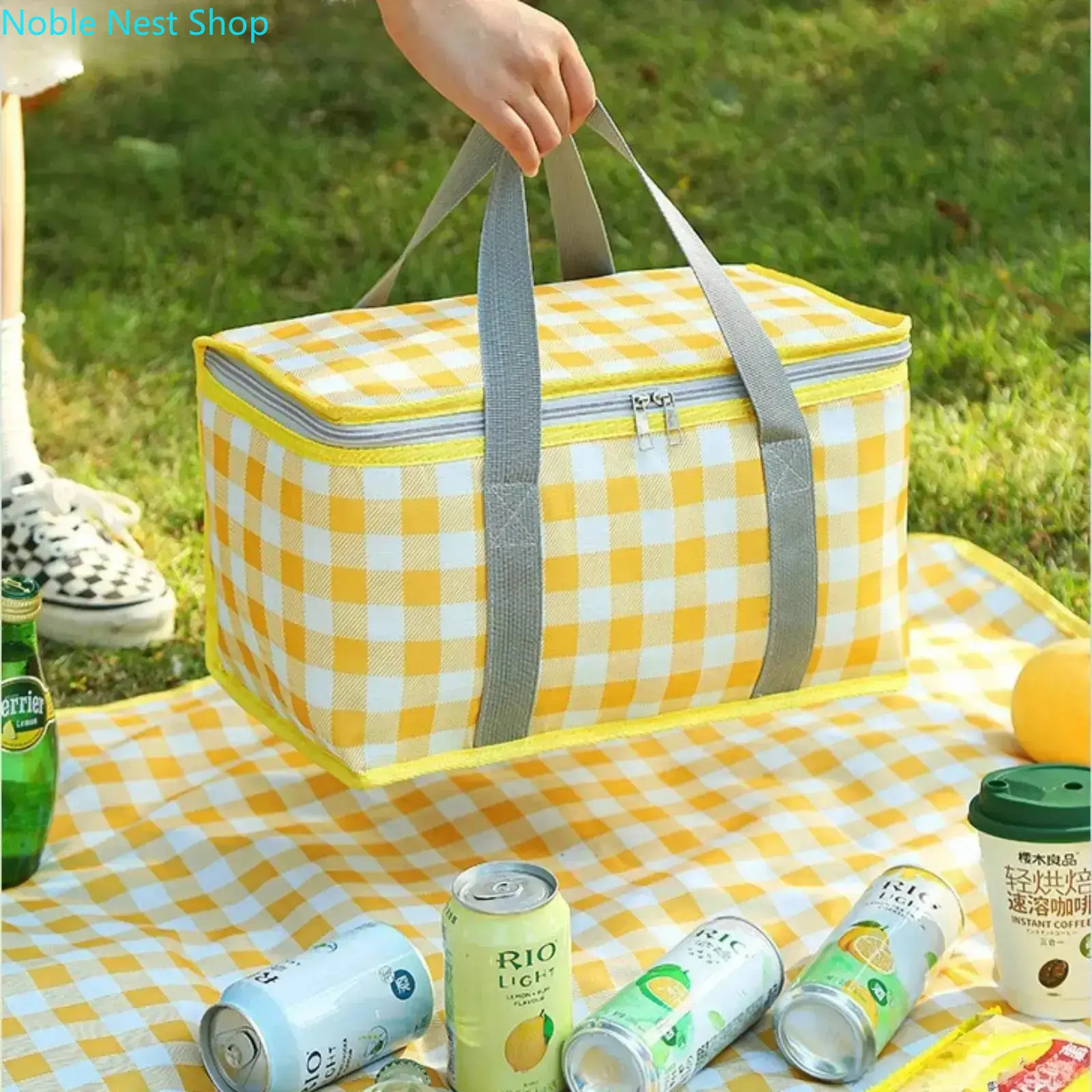Large Capacity Thickened Insulated Lunch Tote Bag, Waterproof Portable Cooler Carrier, Versatile Thermal Pouch for Office, Student Commute, Camping, Beach Picnic & Outdoor Travel