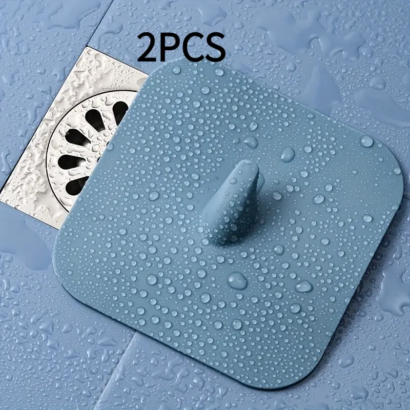 2-pack reusable drain hole covers, square drain stoppers with easy-grip handles and hair catchers. Suitable for showers, bathtubs, bathroom sinks, kitchens and laundries standard-sized drain openings Made of soft TPR material with a tight sealing design.
