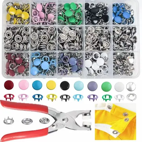 Metal Snap Fastener Set with Installation Pliers, 100/200 Pieces, DIY Clothing Repair Kit for Baby and Adult Clothes, Handmade Crafts, Sewing Supplies