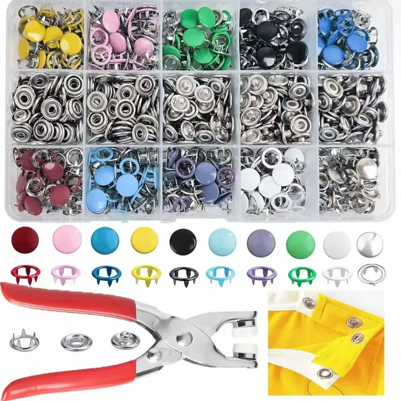 Metal Snap Fastener Set with Installation Pliers, 100/200 Pieces, DIY Clothing Repair Kit for Baby and Adult Clothes, Handmade Crafts, Sewing Supplies
