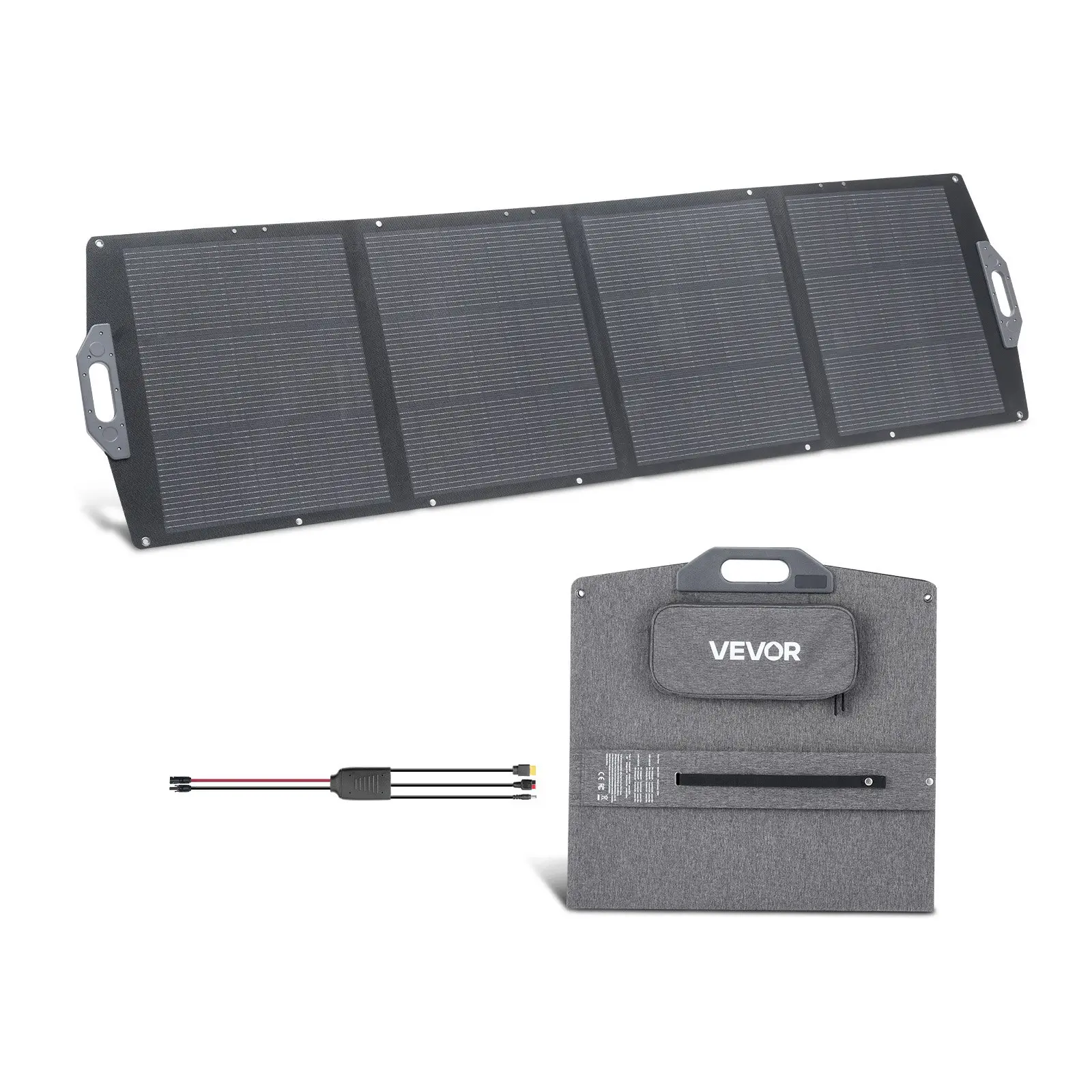 【DealsForYouDays】VEVOR 200W Foldable Solar Panel, 24 High-Efficiency Portable Monocrystalline Solar Panel Charger with MC4 Output, USB-A, Type-C DC Ports, IP67 Waterproof for Power Stations, Camping, Hiking Trips