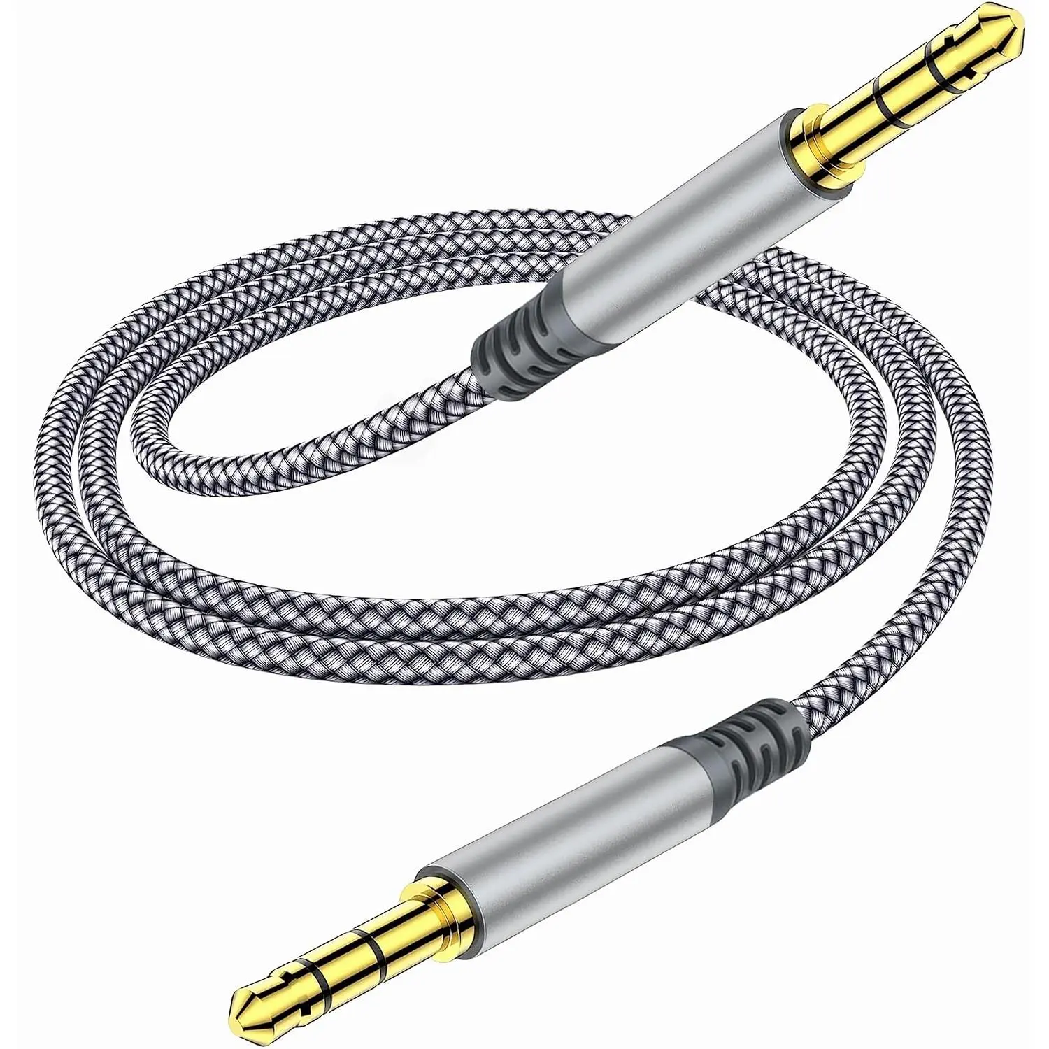 3.5mm Nylon Braided Aux Cable (6.5ft/2m) - Male to Male Audio Auxiliary Cord for Headphones, Car, Home Stereos, Speaker, iPhone, iPad, iPod, Echo - Gray,Intelligent,Touch,ANC,Wireless