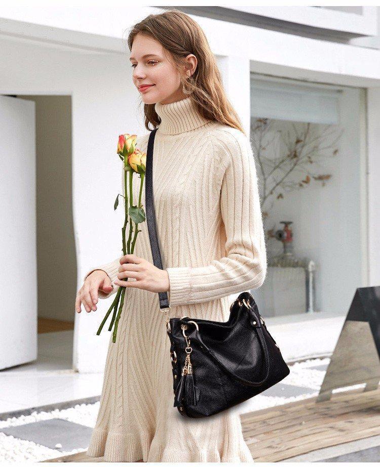 BIGWIG New Flow Speed Women's Handbag, Genuine Leather Tote Bag, Work Shoulder Bag, Large Luxury Design