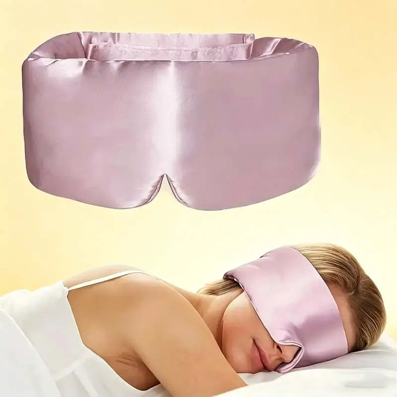 Soft Silk 3D Sleep Mask, Weighted Cooling Eye Cover with Adjustable Elastic Strap for Home Travel