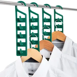 Space-Saving Clothes Hangers - 4-Pack, Heavy-Duty Plastic, Multi-Closet Organizer, Ideal for Shirts, Pants, Jeans, Sweaters