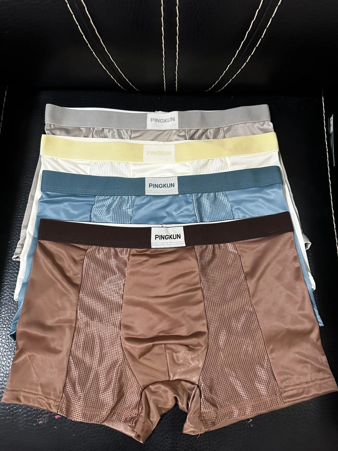 4pcs Men's Ice Silk Briefs Set, Breathable Soft Fabric, Casual Style, All Seasons, Perfect Gift, Comfortable Everyday Wear