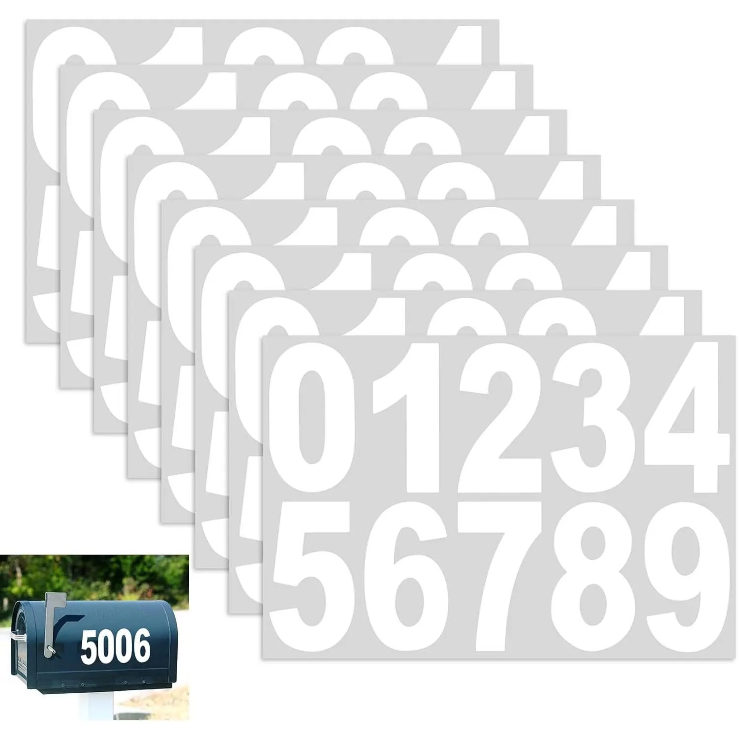 80 PCS 3 Inch Reflective Mailbox Numbers for Outside, Self Adhesive Waterproof Vinyl Number Stickers for Signs, Door, Garbage Bins, House Address
