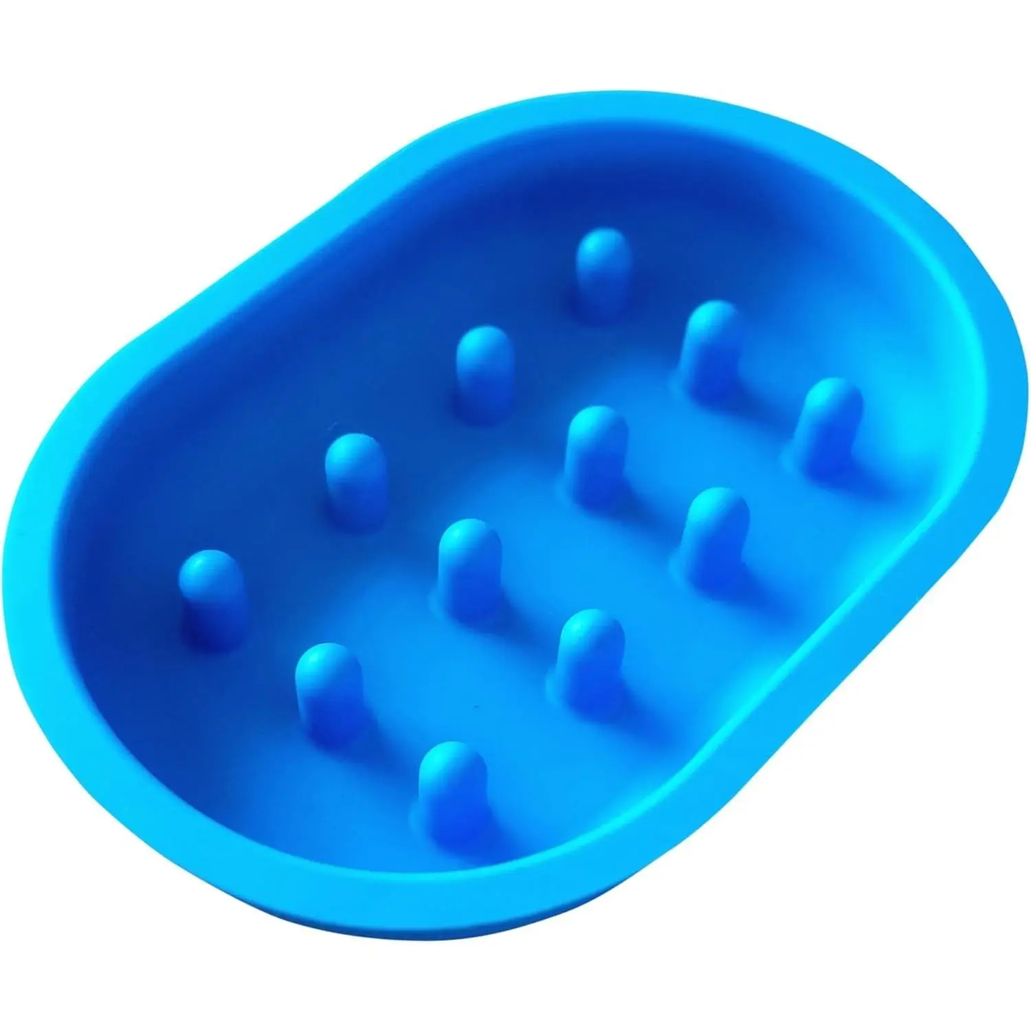 Cat Slow Feeder Bowl - BPA Free & Dishwasher Safe Silicone Non-Slip Puzzle Slow Feeder Bowl for Small & Medium Breeds (Blue)