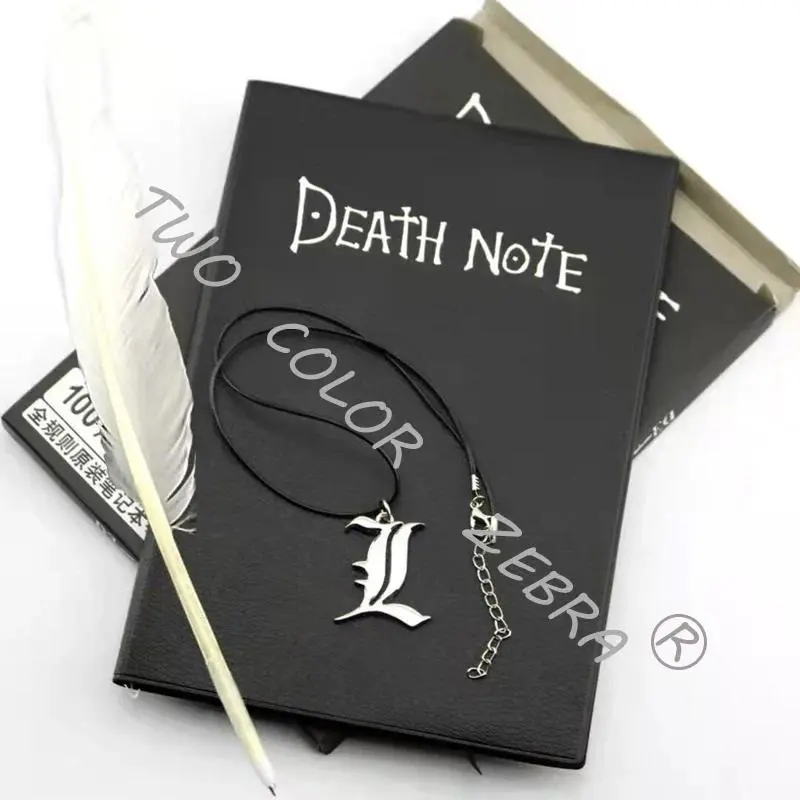 Anime Death Note Notebook L Necklace Feather Pen Set Collectable Journal Book Death Note Notepad