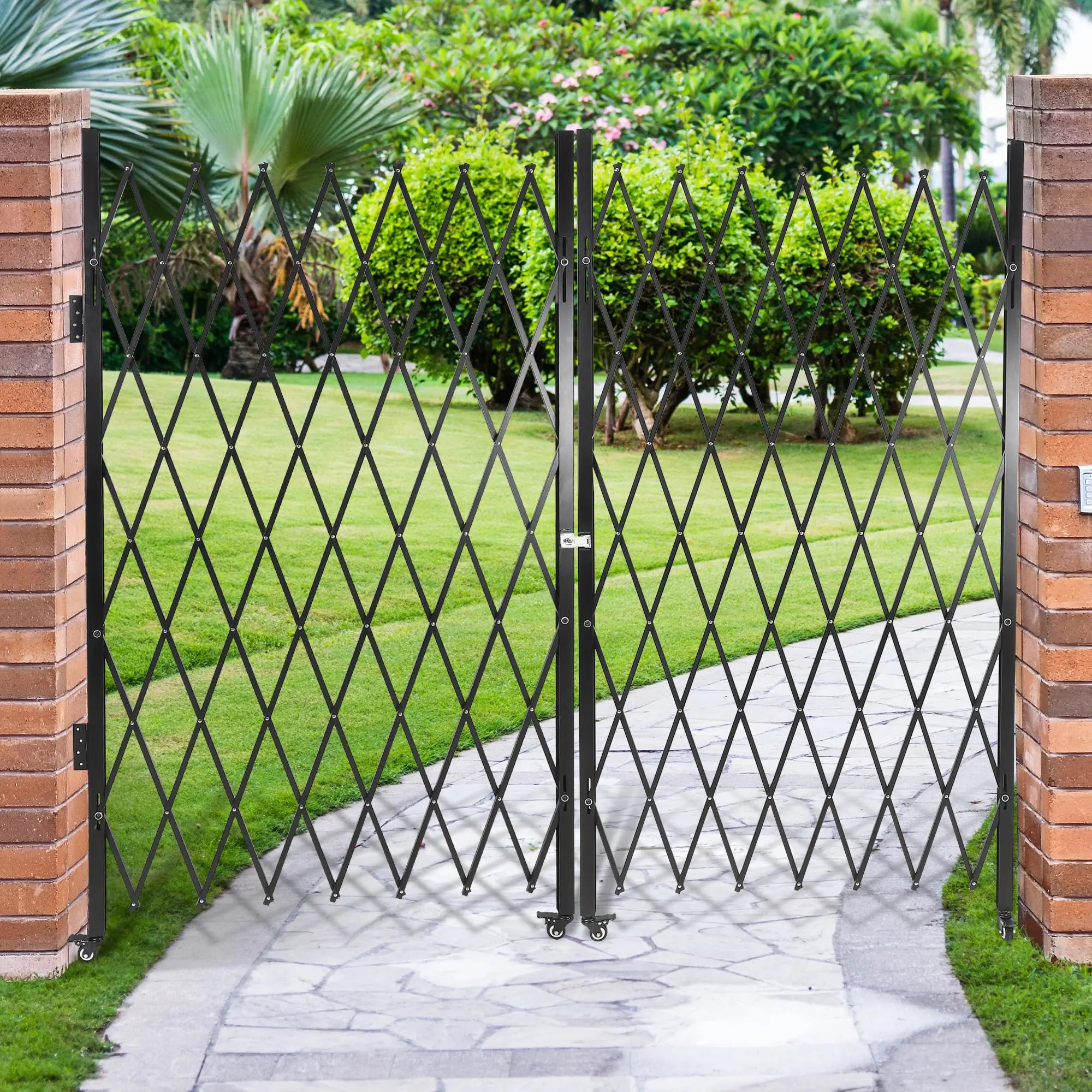 Garvee Double Foldable Security Gate 61 Inches High by 122 Inches Wide, Mobile Folding Scissor Gate for Enhanced Safety and Flexible Space Management