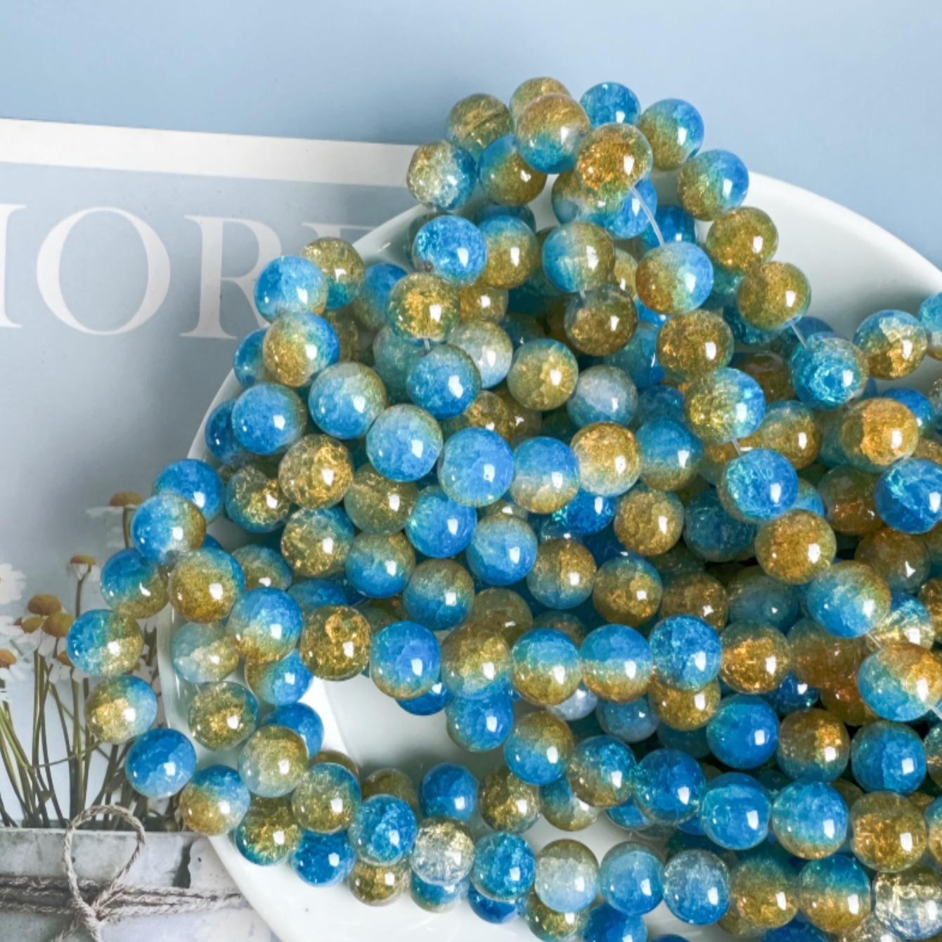 10mm Glitter Glass Beads (50pcs/100pcs), DIY Jewelry Making Accessories for Necklace & Bracelet & Earrings, Jewelry Beads for Women & Teenager, Handmade Crafts