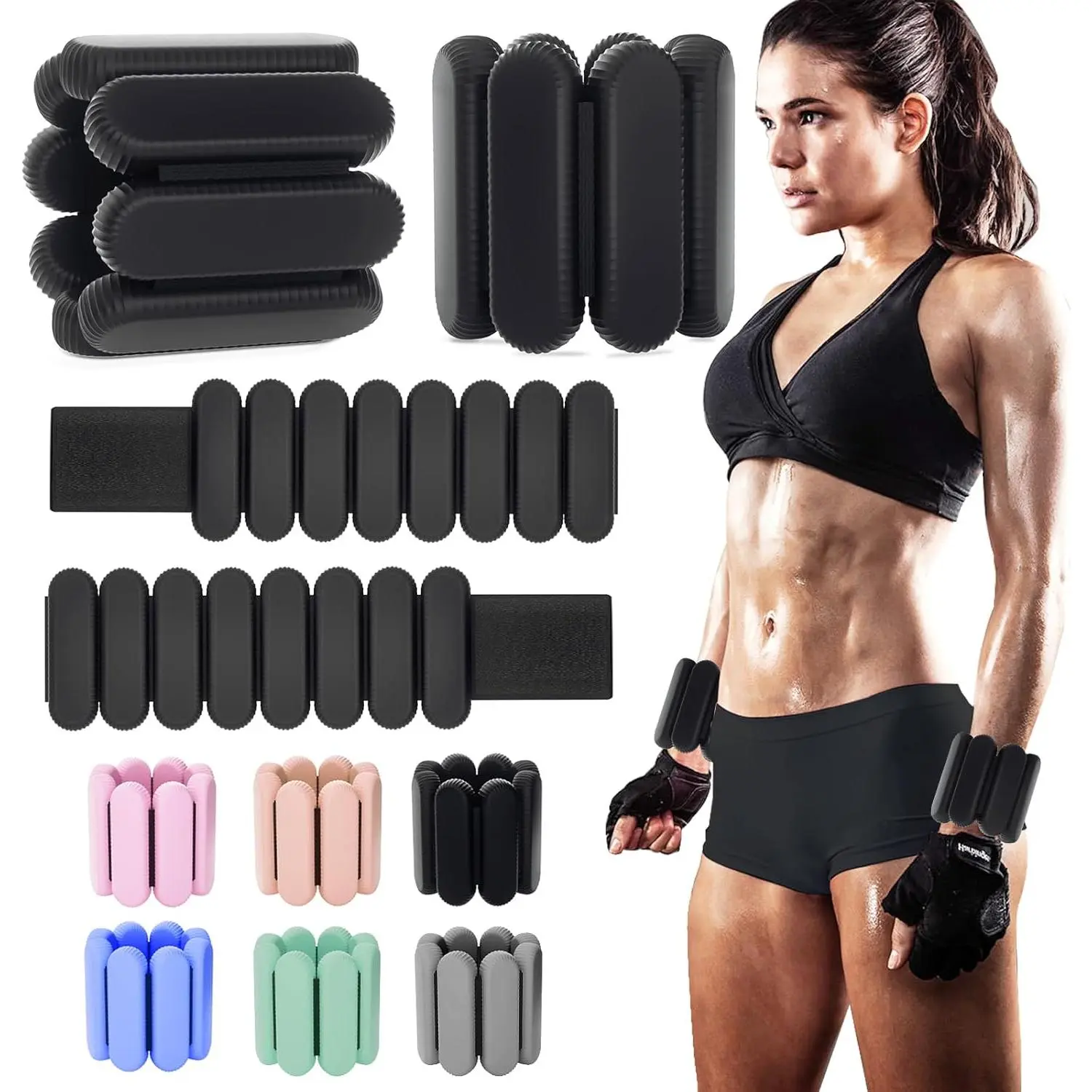Adjustable Ankle Weights for Women Men,Wrist Weights set for Walking Running,1 Pair (1Lbs Each)  Workout Weights for gym fitness, Jogging,yoga,pilates,strength ,physical