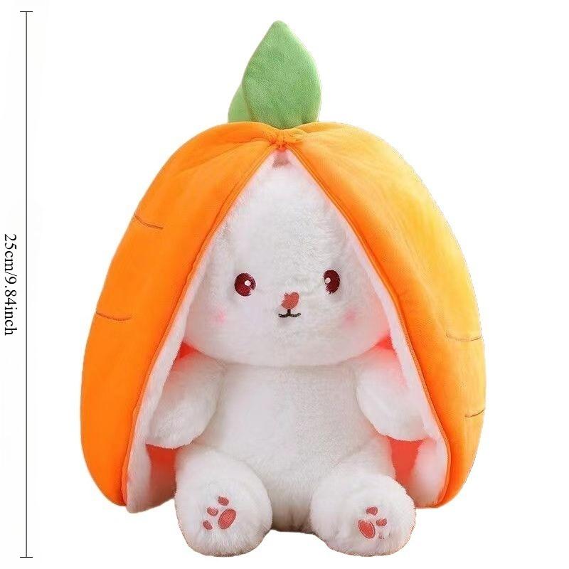 Cute Strawberry Carrot Bunny Plush Toy Set, Double-Sided Soft Stuffed Animal, Ideal Valentine's Day & Easter Gift for Girlfriend & Adorable Room Decoration