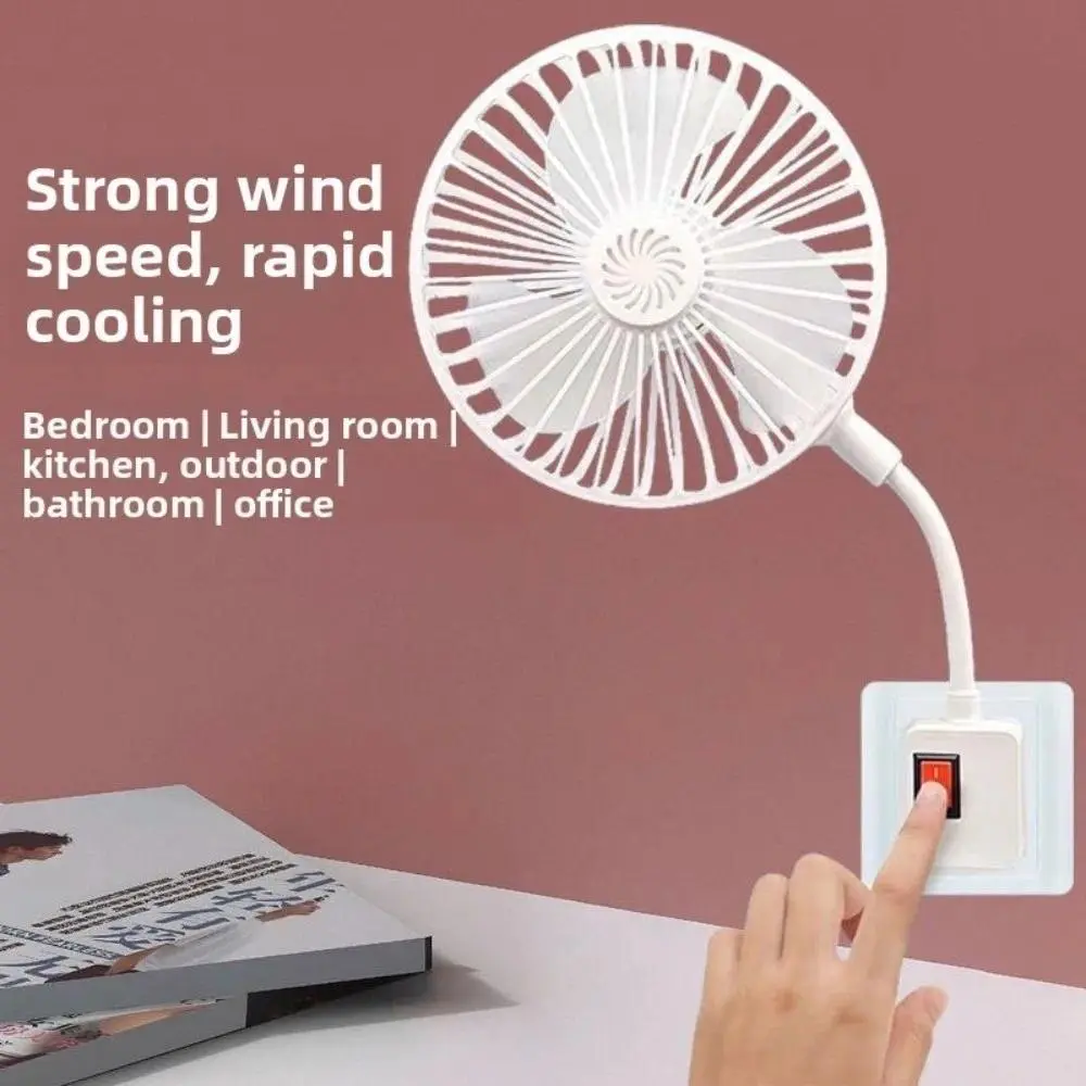 Silent Cooling Socket Fan - 3-Prong Plug, 3-Pin Outlet, 220V, 5W, 360-Degree Adjustable, Wall-Mounted, Durable, Space-Saving, Energy-Efficient, Quiet Operation Home Supply Fan